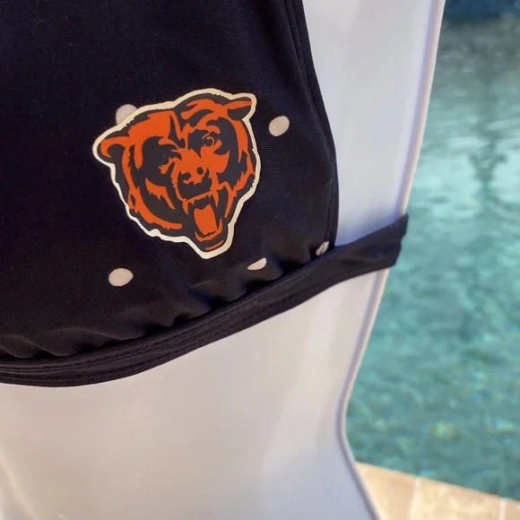 RARE NEW CHICAGO BEARS WOMEN’S BIKINI SWIM TOP LICENSED DK BLUE & LOGO SZ LARGE - Picture 2 of 6